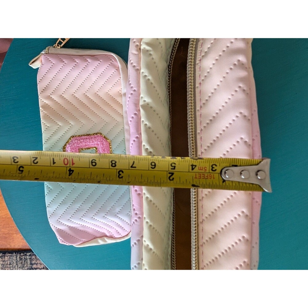 Personalized "C" Initial Preppy Patch Rainbow Makeup Bag Set 2 Pcs image 10